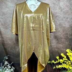 Shavonne Dorsey Silvia Sequin Kimono/Topper - Gold - size L